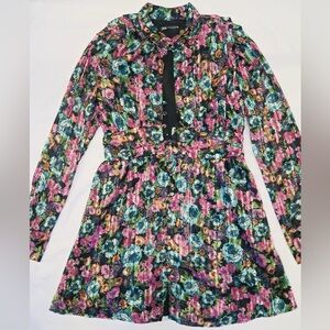 Zara Floral Metallic Thread Dress